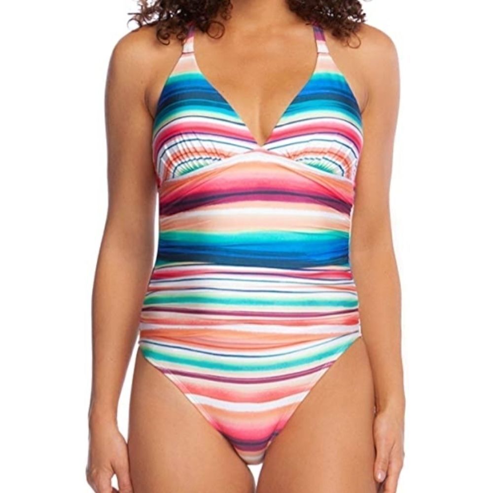 La Blanca Women's Halter Crossback Mio one piece Swimsuit Size 12